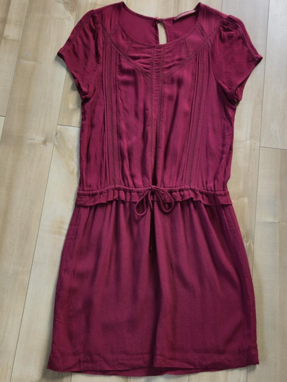 French Comptoir des Cotonniers Burgundy Boho Midi Dress XS 100% Viscose